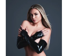 Allure Wild One Latex-Effect Vinyl Fingerless Gloves M Juodas - Bold Style &amp; Comfort