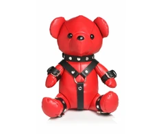 XR Brands Gimp Bear Raudona Vegan Leather Collectible Plush Toy