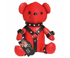 XR Brands Gimp Bear Raudona Vegan Leather Collectible Plush Toy