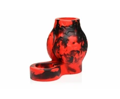 XR Brands Hell Hound Silicone Raudona Ball Ring &amp; Stretcher, 88.9 mm