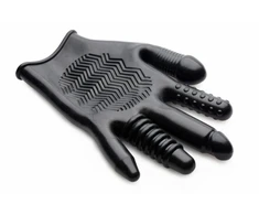 XR Brands Pleasure Poker Multi-Texture Intimate Glove, Juodas, Universal Size