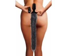 XR Brands Tailz Vibrating Fox Tail Plug Silicone Remote-Controlled Juodas