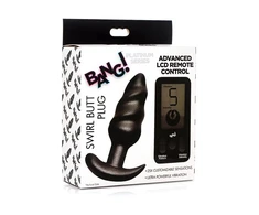 XR Brands Vibrating Silicone Swirl Plug Remote 25 Modes Juodas