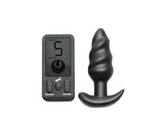 XR Brands Vibrating Silicone Swirl Plug Remote 25 Modes Juodas