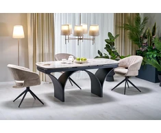 ALTER oval table, beige marble / juodas