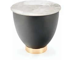 CECILIA_S coffee table, marble / pilkas / auksinis