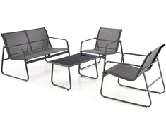 CONOR garden set (sofa + 2 chairs + coffee table), dark pilkas / light pilkas