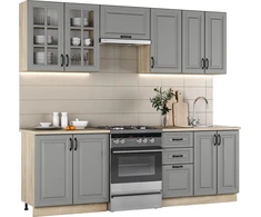 ELIZABETH 240 kitchen set, color: front - pilkas, body – sonoma oak, worktop – sonoma oak