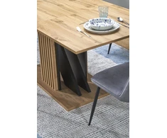 FABIANO extension table, artisan oak / juodas
