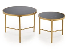 FATIMA set of two coffee tables, juodas marble / auksinis