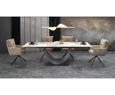FERNANDO extension table, baltas marble / juodas