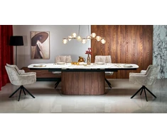 FLAVOR extension table, baltas marble / walnut