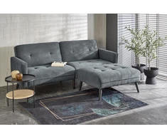 Fotelis CORNELIUS sulankstoma sofa su pufu, spalva: pilka