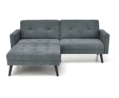 Fotelis CORNELIUS sulankstoma sofa su pufu, spalva: pilka