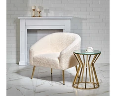 Fotelis GRIFON leisure armchair cream / auksinis