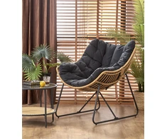 Fotelis WHISPER leisure chair, juodas / natural