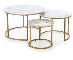 GILDA set of three coffee tables, baltas marble / auksinis