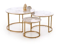 GILDA set of three coffee tables, baltas marble / auksinis