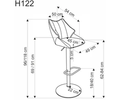 H122 bar stool, juodas / pilkas