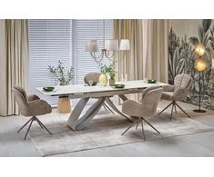 HILARIO extension table, light travertine/cashmere