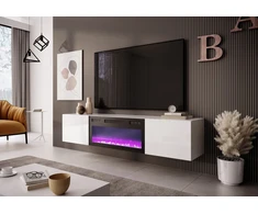 LIVO RTV 180 TV stand with fireplace, baltas