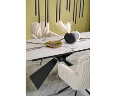 LUCIANO extension table, baltas marble / juodas