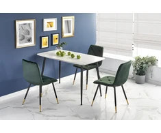 MARCO table, color: top - baltas marble, legs - juodas