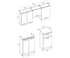 MARIJA 200 kitchen set, cremona oak / cashmere