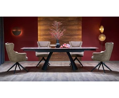 MARVIN extension table, top - maroon marble, legs - juodas