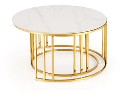 MERCURY 3 set of 2 c. tables, baltas marble / auksinis