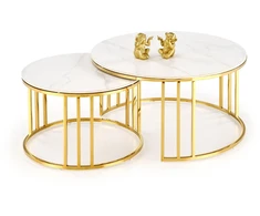 MERCURY 3 set of 2 c. tables, baltas marble / auksinis