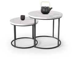OREO set of two c. tables - baltas marble / juodas