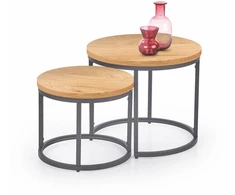 OREO set of two c. tables - golden oak / juodas