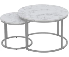 PAOLA 2 set of two coffee tables, marble / sidabrinis