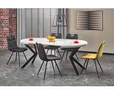 PERONI extension table, baltas marble / juodas