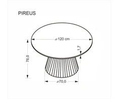 PIREUS apvalus stalas travertinas