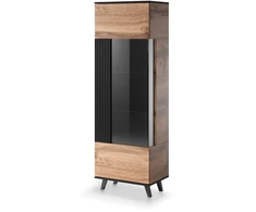 RANDOM W-1 display cabinet, color: wotan oak/juodas