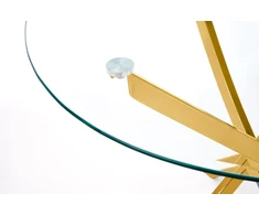 RAYMOND table, color: glass - transparent, legs - auksinis