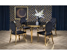 REGINALD_2 table, color: top - juodas glass, legs - auksinis