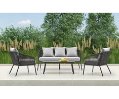 ROCCA garden set (sofa + 2 chairs + coffee table), dark pilkas / light pilkas