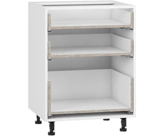 VENTO D3S_H-60/82 carcass, lower cabinet with drawers baltas