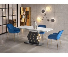 VINCENZO table baltas marble, leg juodas/auksinis