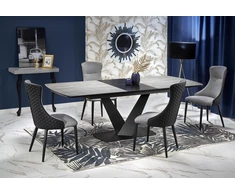 VINSTON extension table, color: top - dark pilkas / juodas, legs - juodas