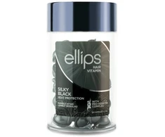 ELLIPS Silky Juodas Pro Keratin vitaminai tamsiems plaukams su keratinu, kapsulės 1 ml x N50