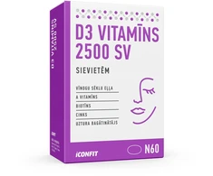 ICONFIT vitaminas D3 moterims 2500 TV (60 kapsulių)