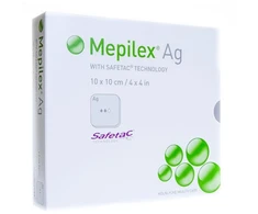 MEPILEX Ag 10x10cm antibakterinis putplasčio tvarstis žaizdoms, opoms 5 vnt.