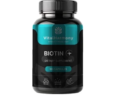 Pagaminta ES pagal SIA MatrixSoftLabs užsakymą (Latvija) VitalHarmony Biotinas Plus 90 kapsulių
