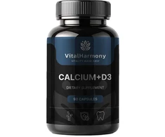 Pagaminta ES pagal SIA MatrixSoftLabs užsakymą (Latvija) VitalHarmony Calcium + D3 – 90 kapsulių