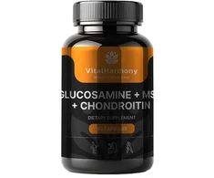 Pagaminta ES pagal SIA MatrixSoftLabs užsakymą (Latvija) VitalHarmony Gliukozaminas + MSM + Chondroitinas – 90 kapsulių