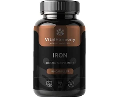 Pagaminta ES pagal SIA MatrixSoftLabs užsakymą (Latvija) VitalHarmony Geležis 79mg - 90 kapsulių
